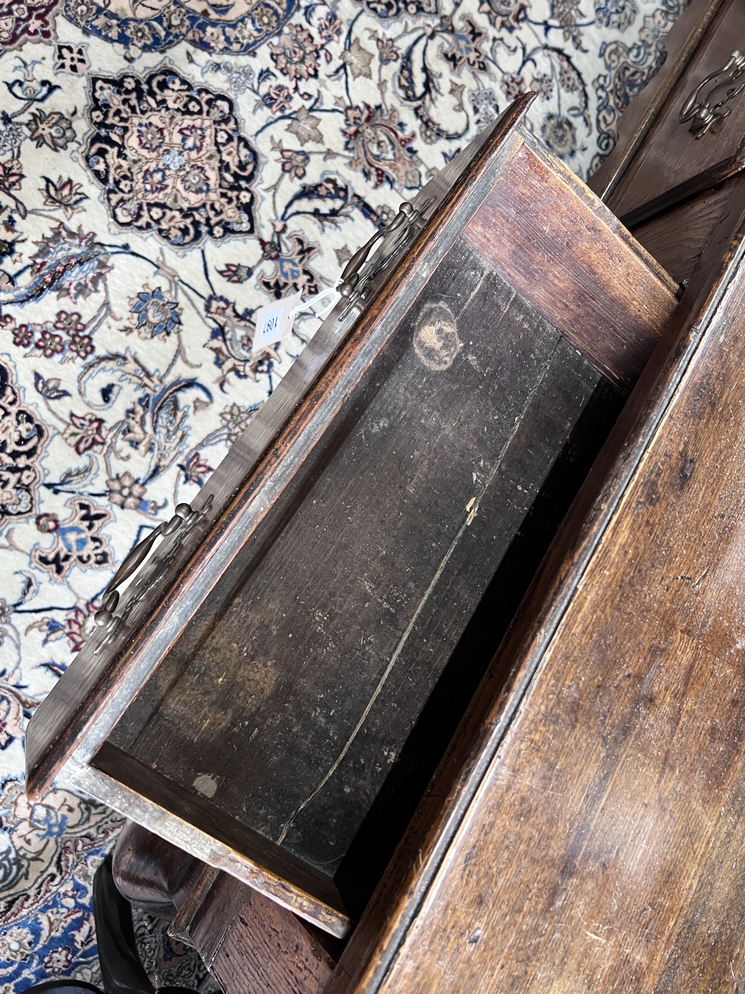 An 18th century and later oak low dresser on cabriole supports, width 178cm, depth 45cm, height 83cm